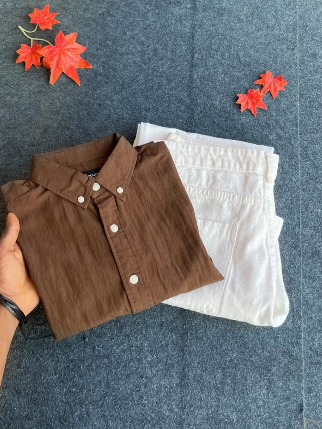 Coffee brown shirt with off white pant combo stylish summer wear men