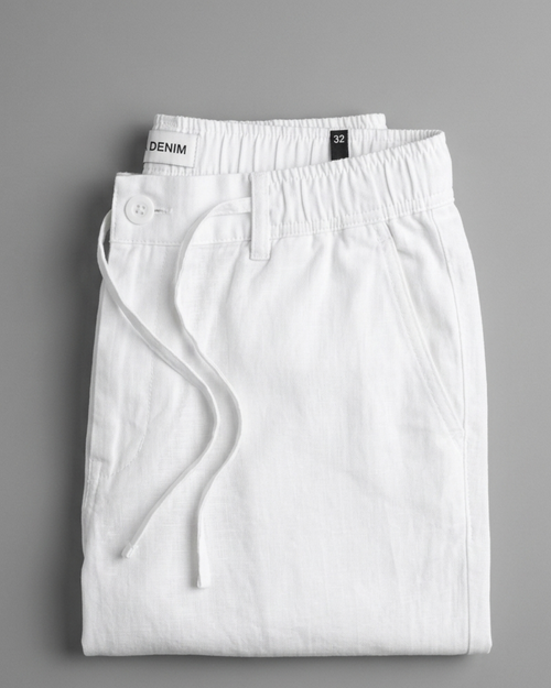 Men’s Green Striped Linen Shirt & White Loose Fit Pant Combo – Relaxed Fit | Clinza