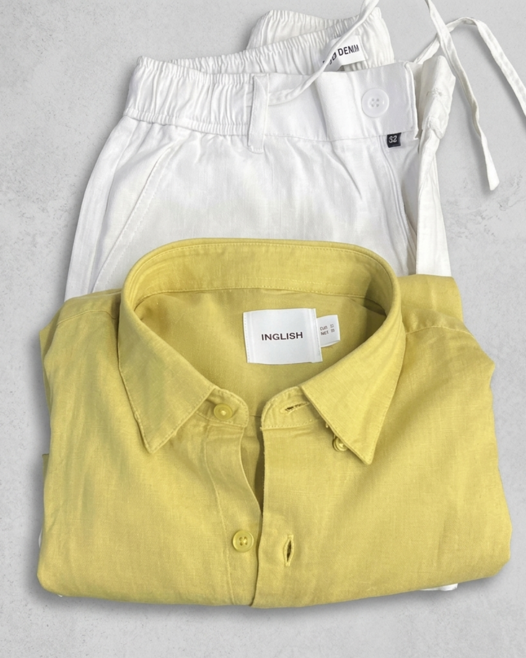Men lemon yellow linen shirt white pant combo relaxed fit summer outfit Clinza