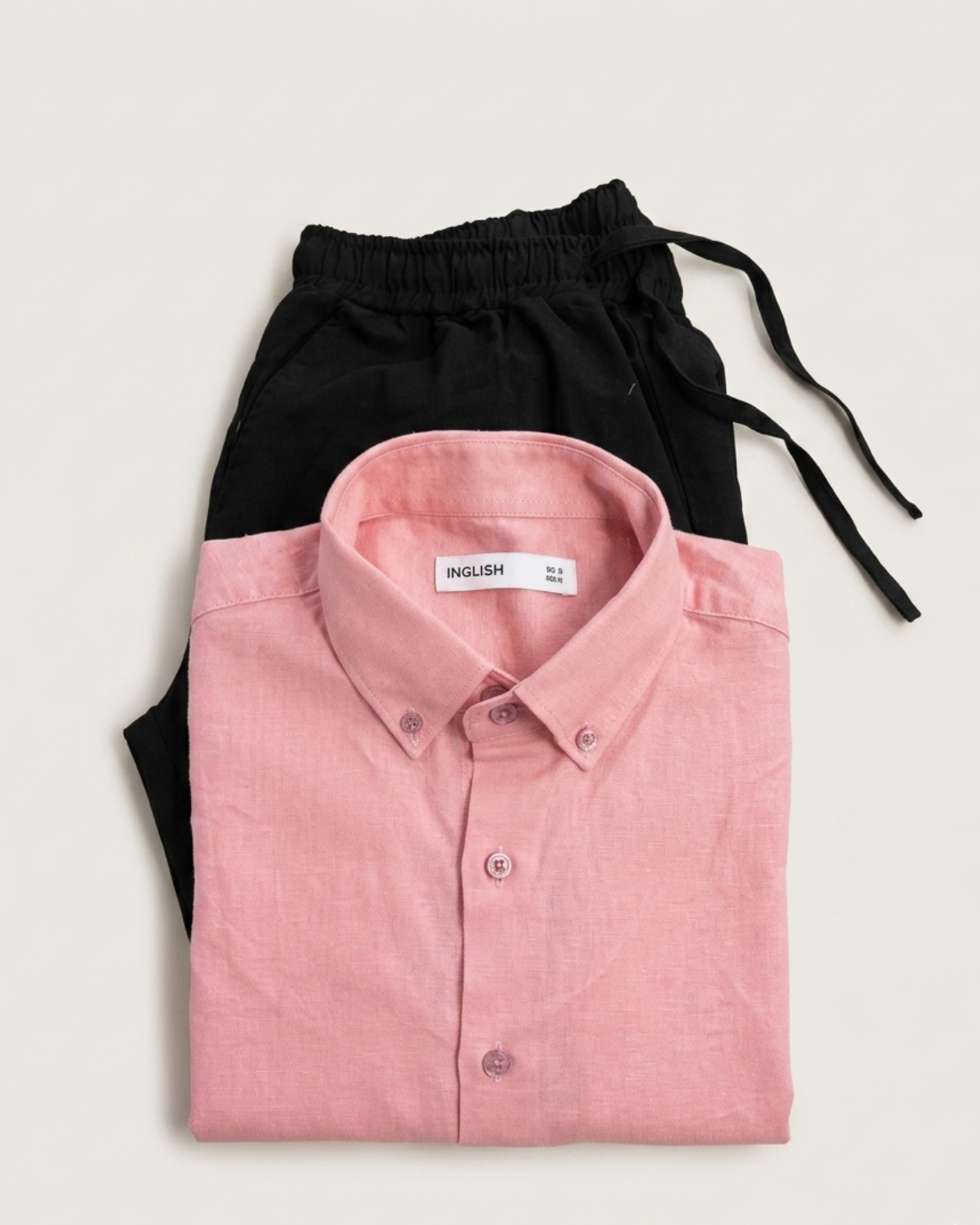 Men’s Pink Linen Shirt & Black Linen Pant Combo – Relaxed Fit | Clinza