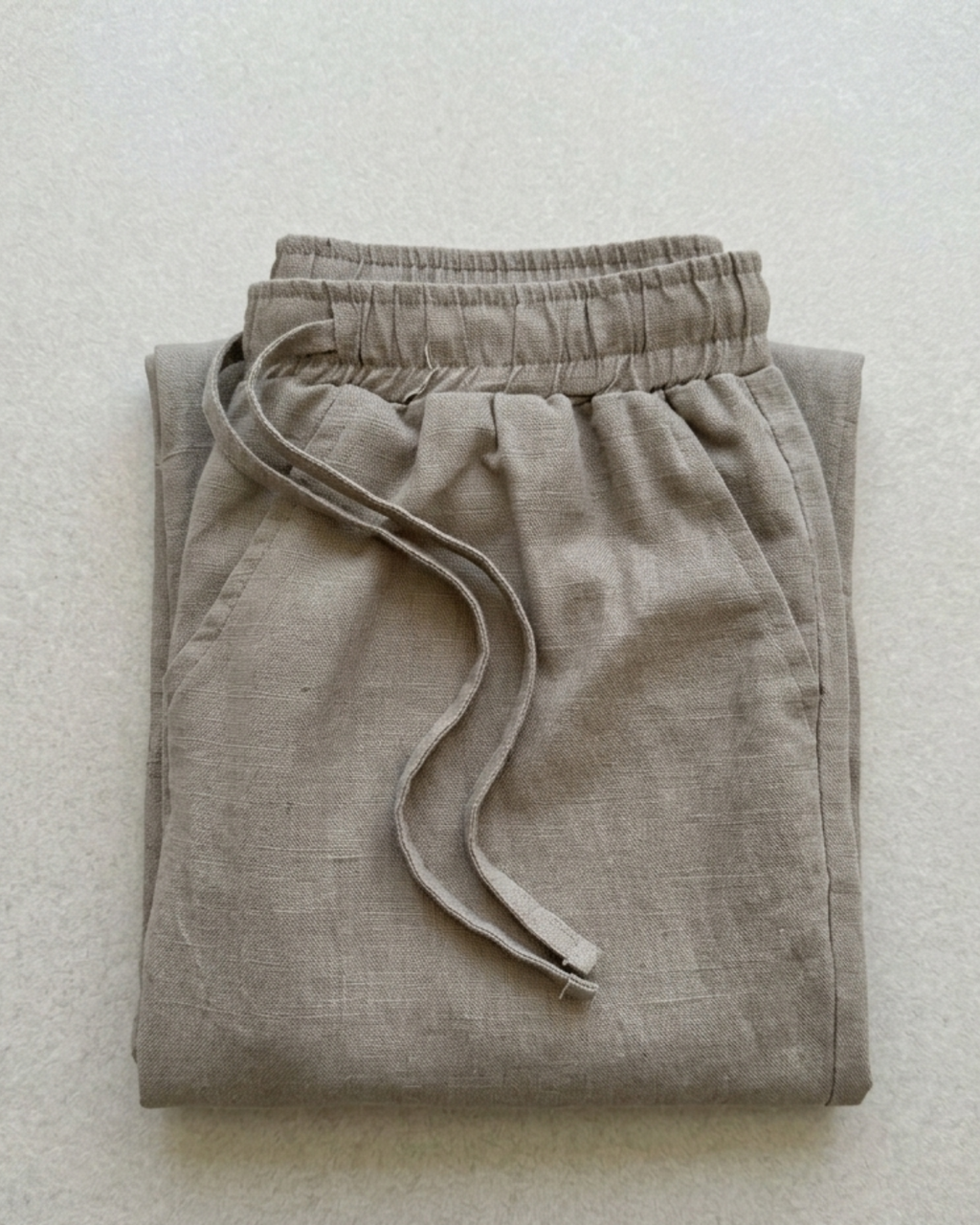 Men’s White Linen Shirt & Taupe Linen Pant Combo – Relaxed Fit | Clinza